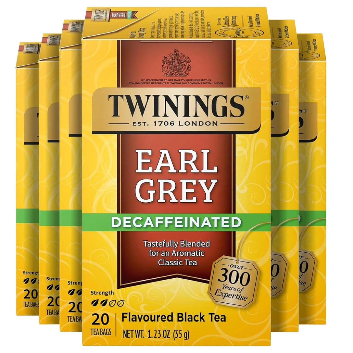 Twinings Earl Grey Decaf tea bags sealed to stay fresh for brewing