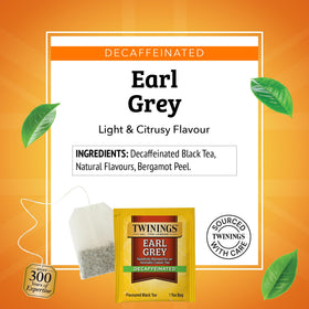 Pouring Twinings Earl Grey Decaf to brew a smooth cup