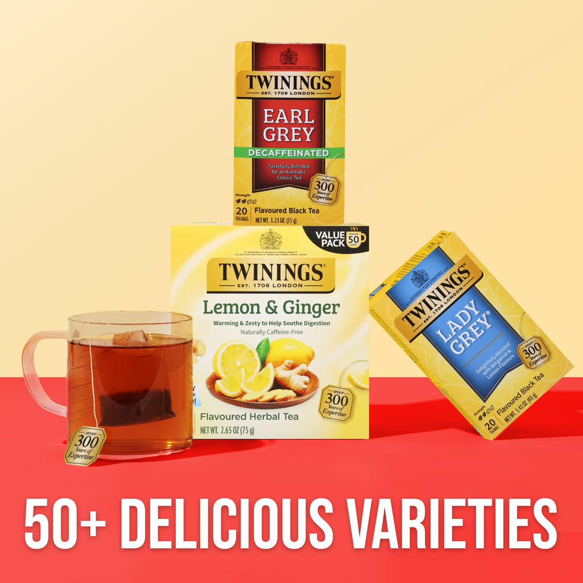 Compact packaging of Twinings Earl Grey Decaf for home use