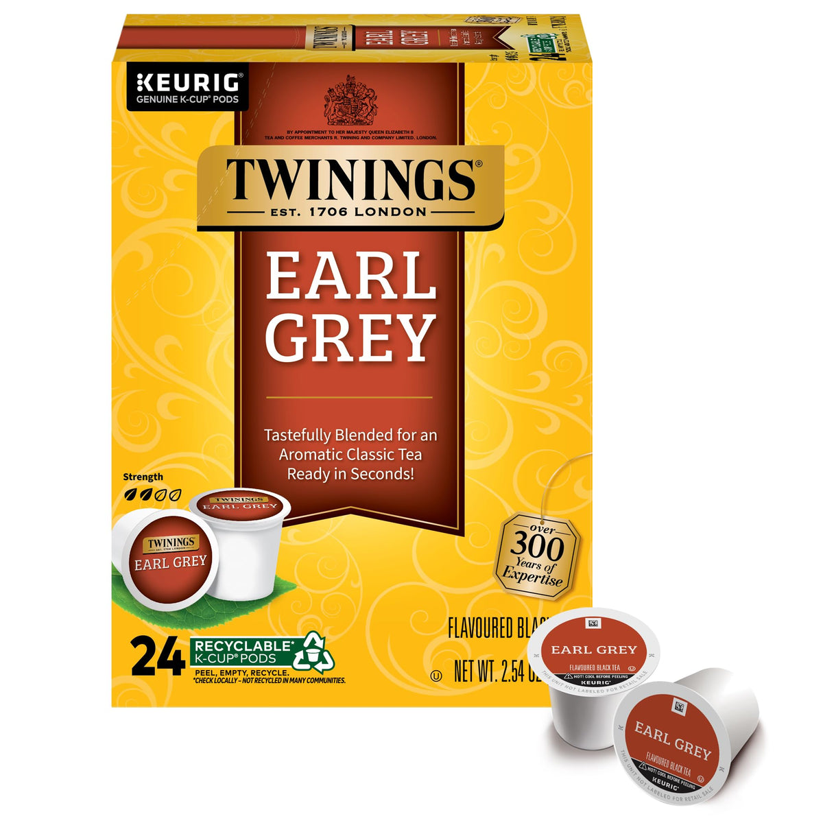 Twinings Earl Grey K-Cup box, convenient single-serve packaging