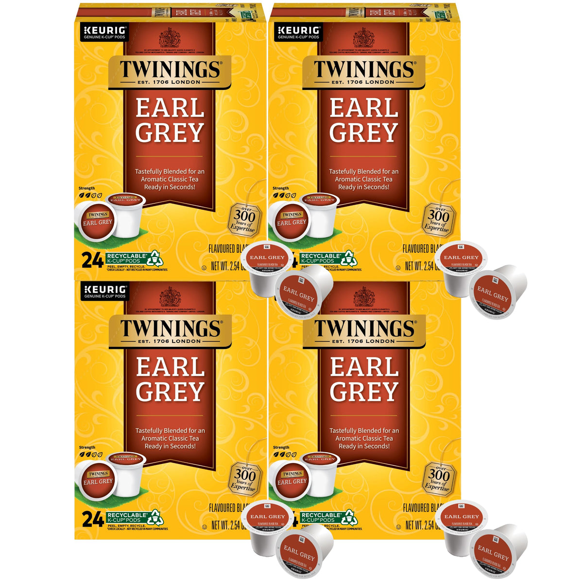Twinings Earl Grey K-Cup pods in a 96-count pack for quick, consistent brews.