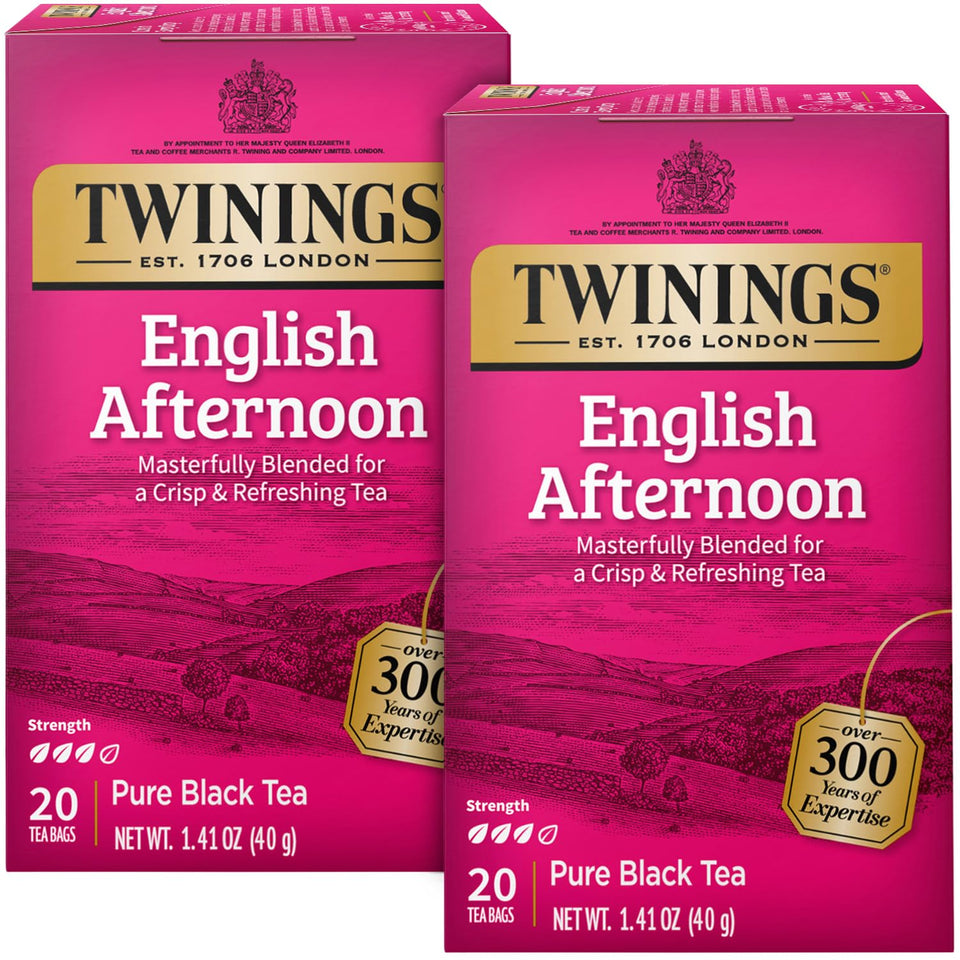 Twinings English Afternoon Tea 2-Pack box shows fresh packaging for daily uplift