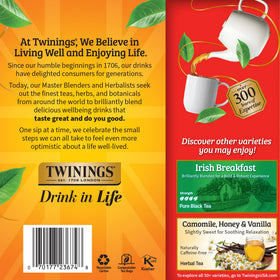 Twinings English Breakfast brewing instructions guide perfect hot or iced tea.