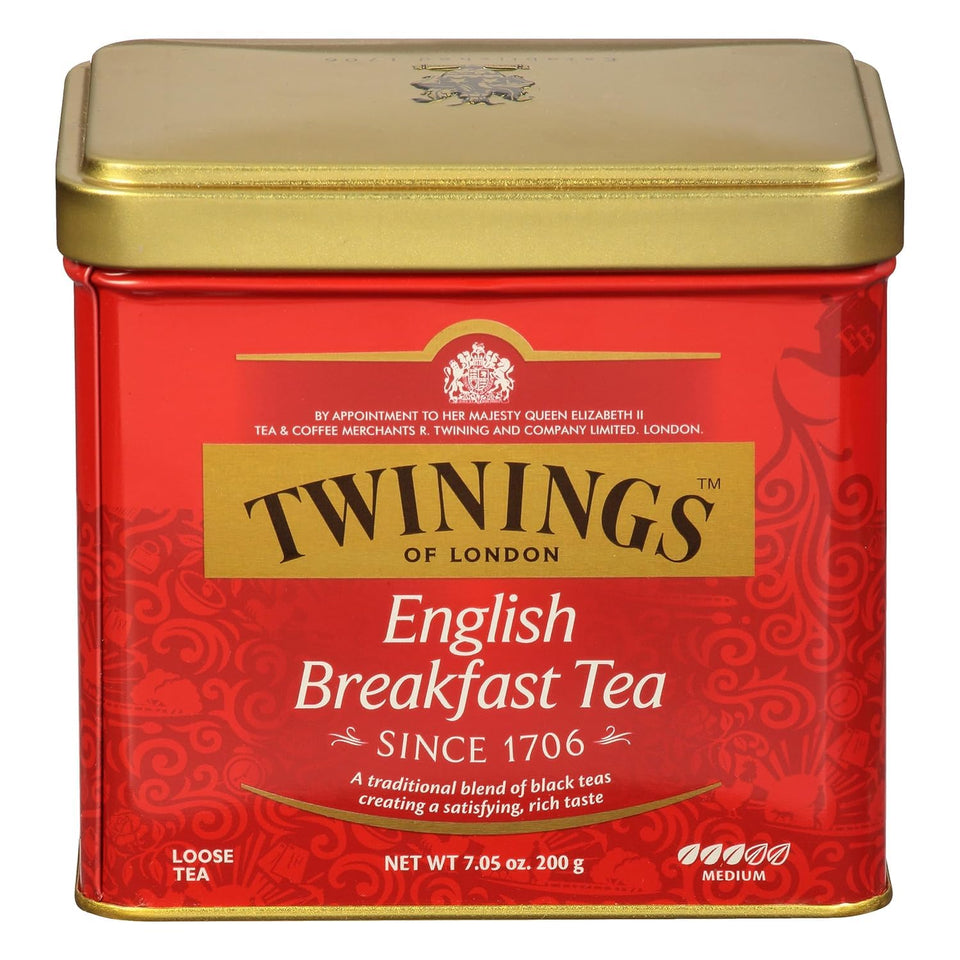 Twinings English Breakfast loose tea tin six-pack ready for daily rituals.