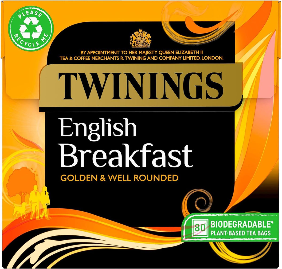 Twinings English Breakfast tea bags offer a strong, full-bodied morning brew