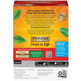 Twinings English Breakfast cup steaming; bold flavor ready in minutes.