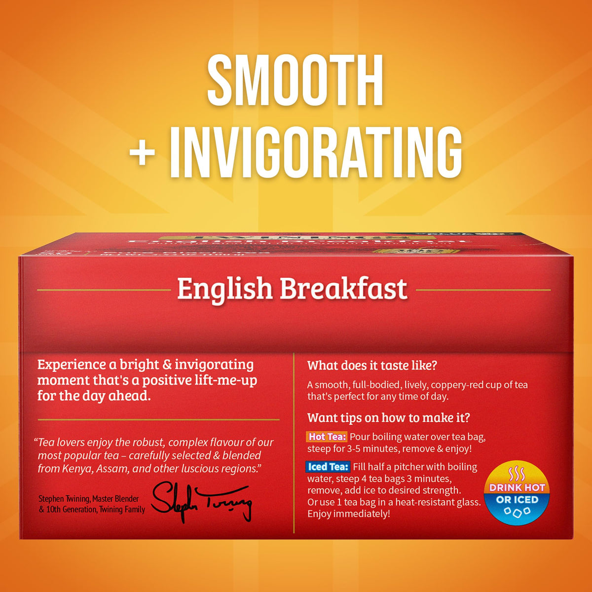 Steeping Twinings English Breakfast tea cup releasing a robust aroma.
