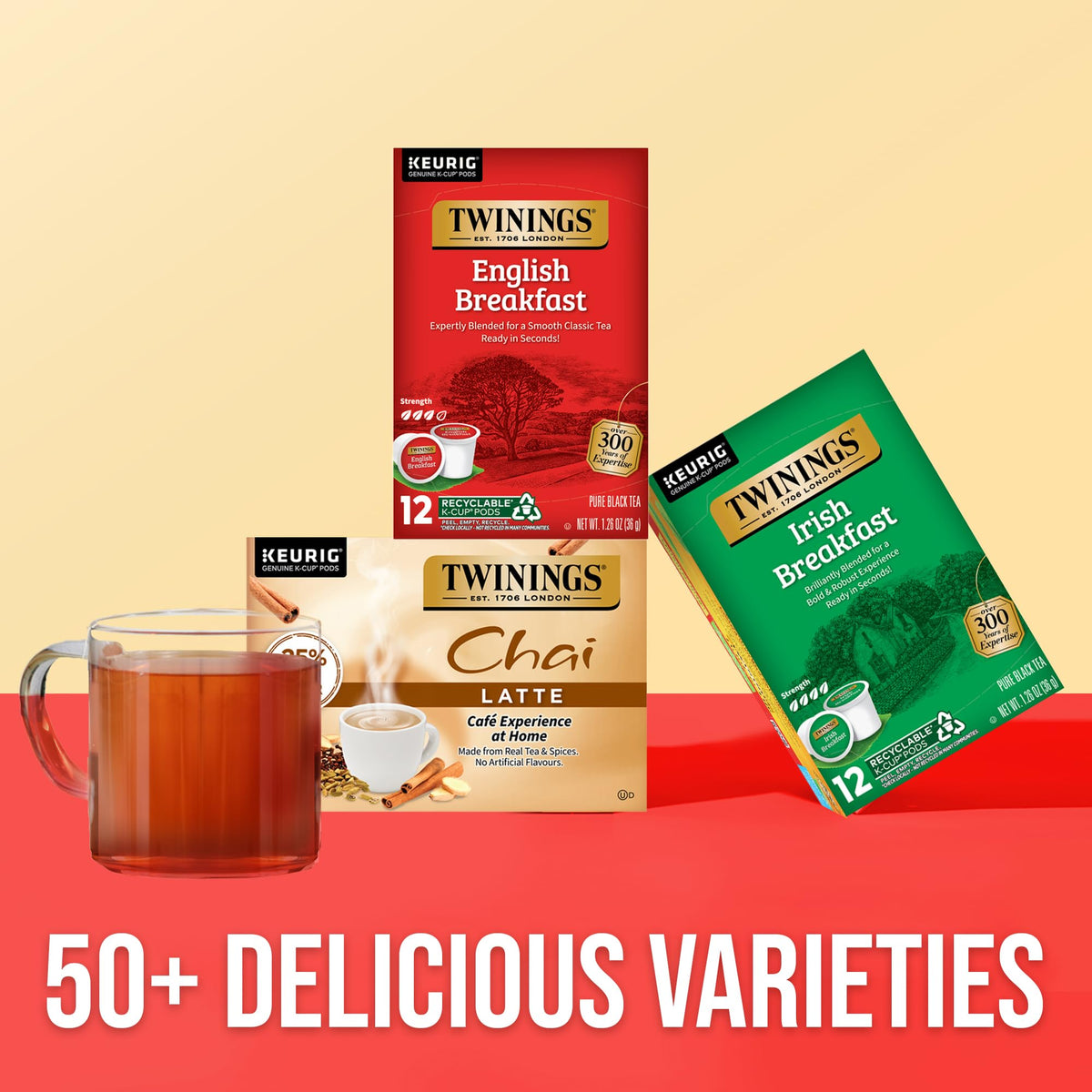 Twinings English Breakfast branding with 'Drink In Life' promotes mindful tea moments.