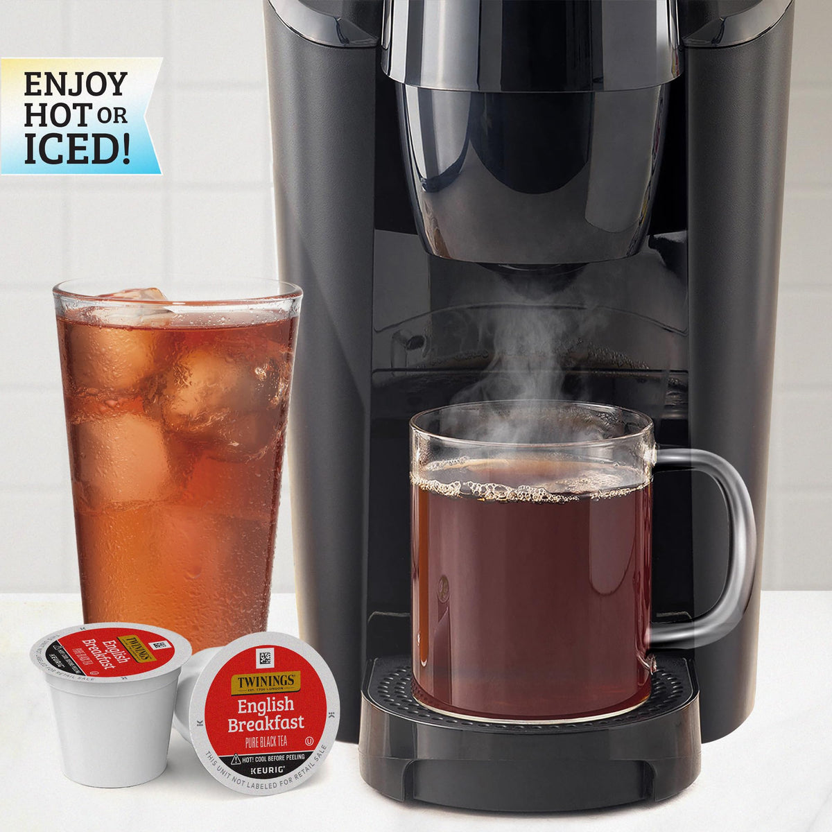 Twinings English Breakfast tea brewed and served iced for a refreshing option.
