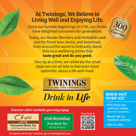 Twinings English Breakfast tea being poured over ice for iced tea.