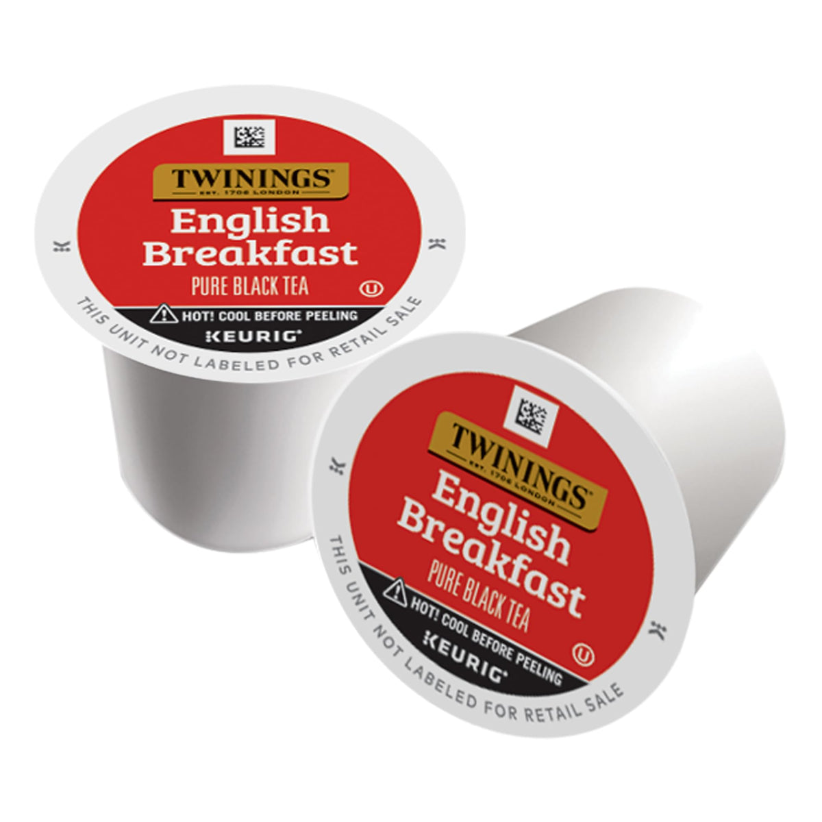 Twinings English Breakfast K-Cup pods box offering convenient caffeine boost for home use.