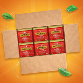Twinings English Breakfast tea leaves closeup, rich aroma for a bold morning start.