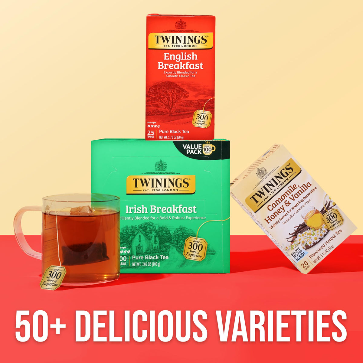 Twinings English Breakfast pack-6-count, convenient on-the-go tea for busy days.