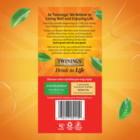 Twinings English Breakfast tea pack on store shelf, a classic daily option.