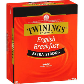 Twinings Extra Strong English Breakfast tea bags front view for a bold morning start