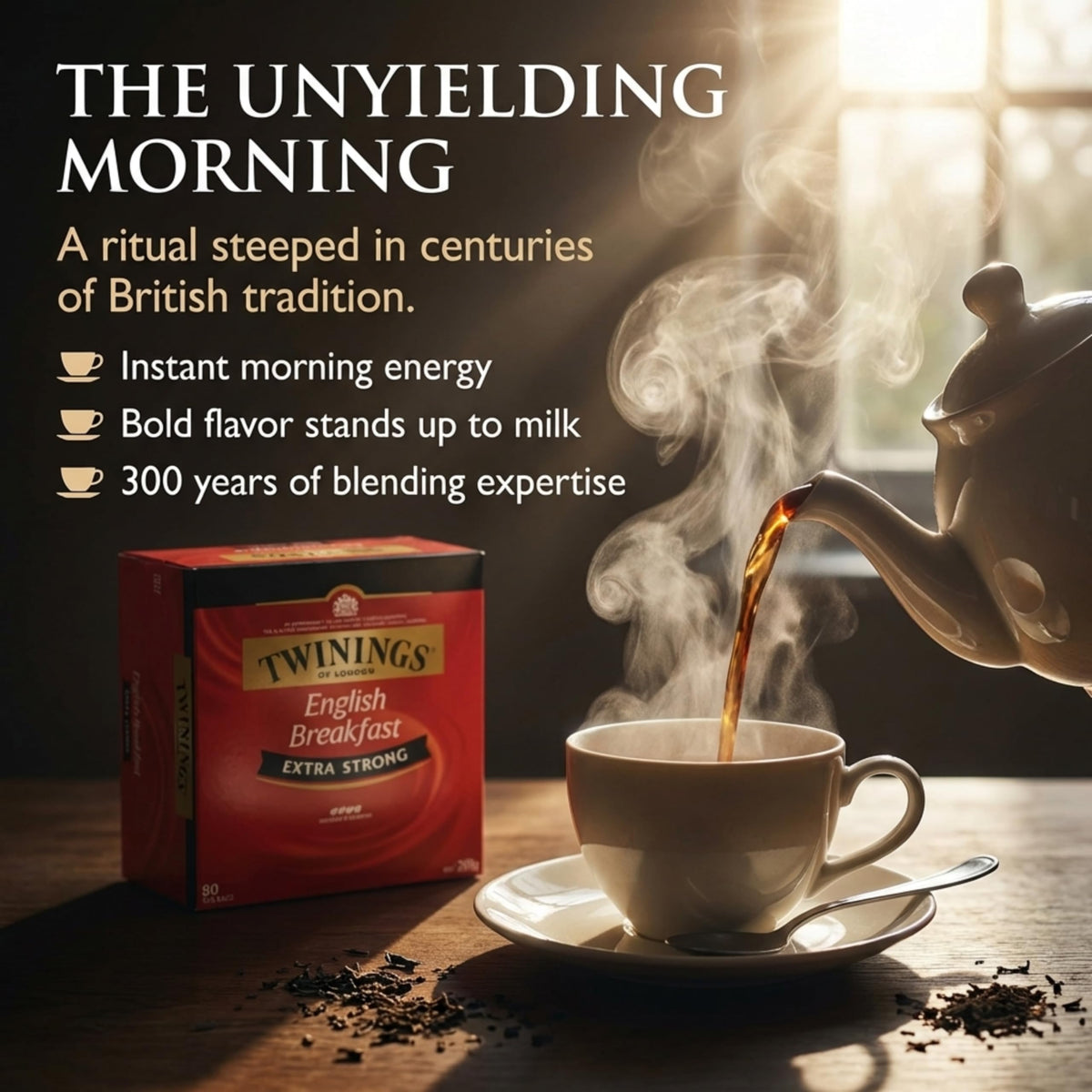 Twinings Extra Strong English Breakfast tea with family table mood versatile flavor
