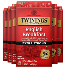 Twinings Extra Strong English Breakfast tea pack ready for a morning ritual boost.