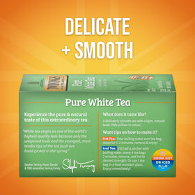 Twinings Fujian white tea buds hand-picked from spring harvest for a delicate flavor.