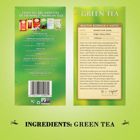 Twinings Green Tea Bags steeping cup shows smooth, earthy flavor hot or iced
