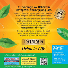 Twinings Green Tea served hot or over ice for versatile enjoyment.