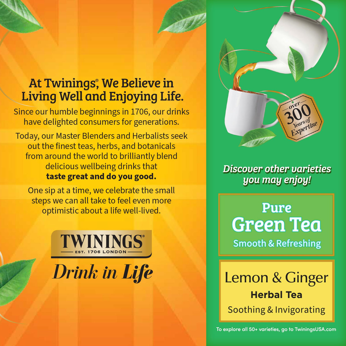 Twinings Jasmine tea bags on the go stay fresh and flavorful