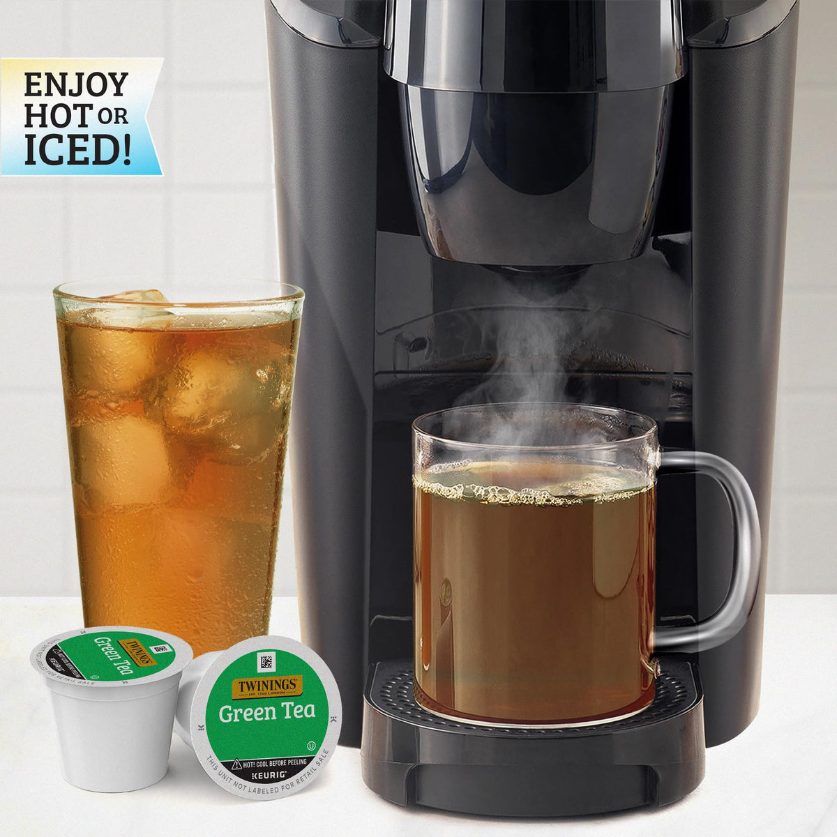 Twinings green tea pods ideal for refreshing iced tea on warm days.