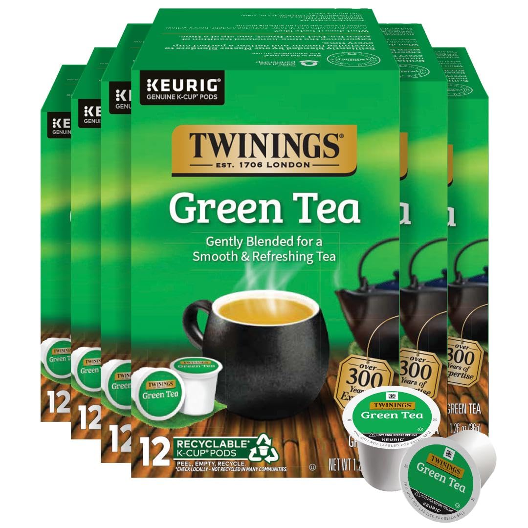 Twinings Green Tea K-Cups six-box set for Keurig, convenient daily brews.