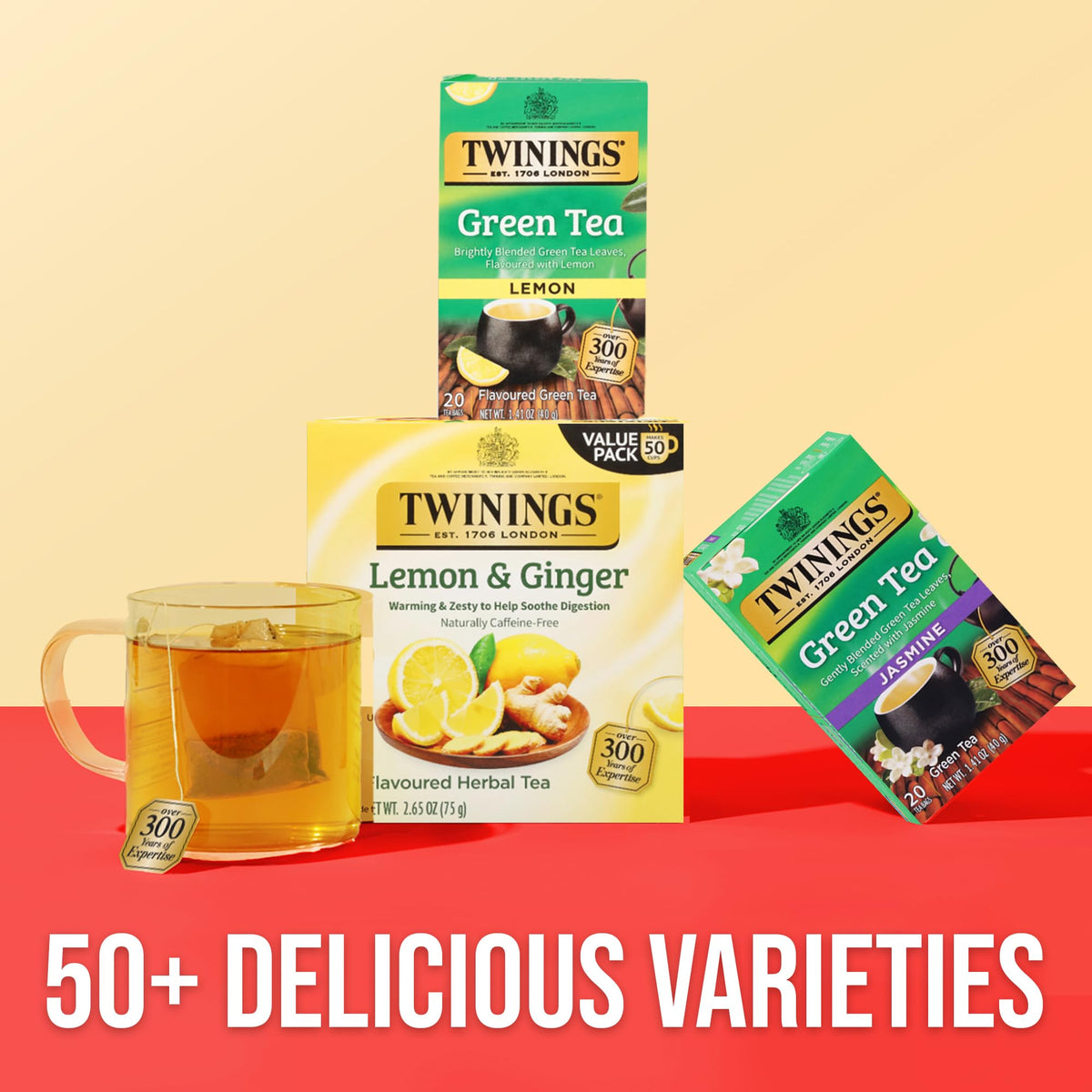 Twinings Green Tea with Lemon six‑pack box for family and office use.