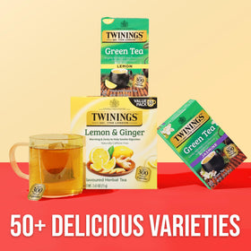 Twinings Green Tea with Lemon six‑pack box for family and office use.