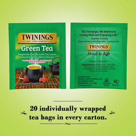 Twinings green tea bags individually wrapped for fresh flavor on the go