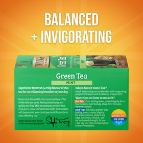 Twinings green tea with mint bags close-up of individual wrappers preserving freshness