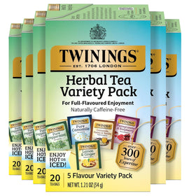 Twinings Herbal Tea Variety Pack 20-count box for caffeine-free daily sipping