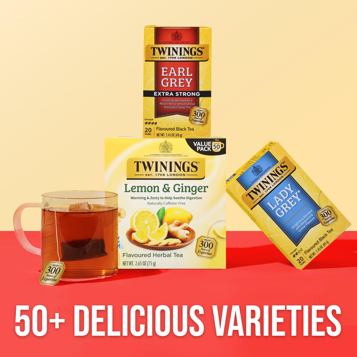 Twinings heritage and responsible sourcing visible in packaging imagery