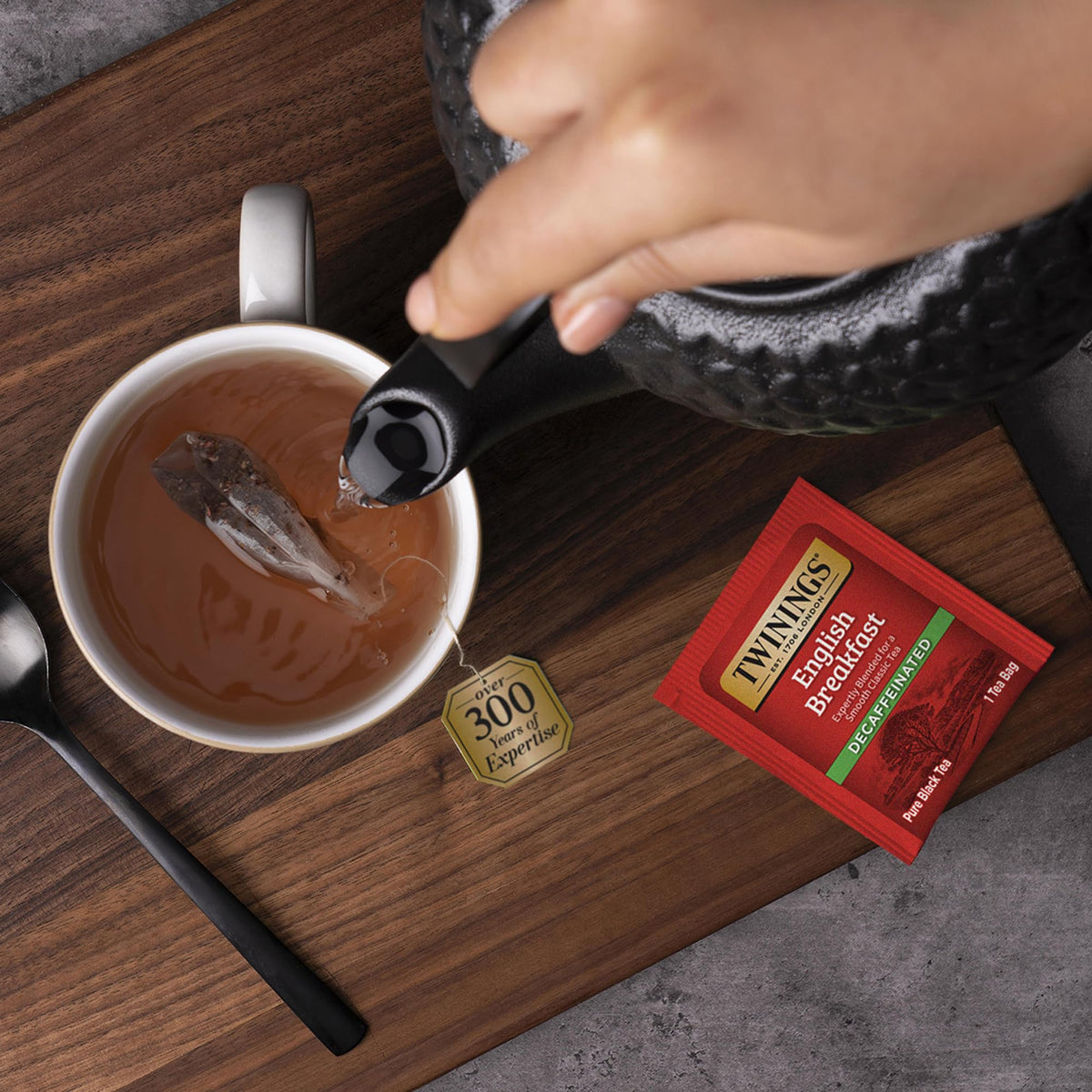 Twinings heritage storefront image highlighting centuries of tea mastery.