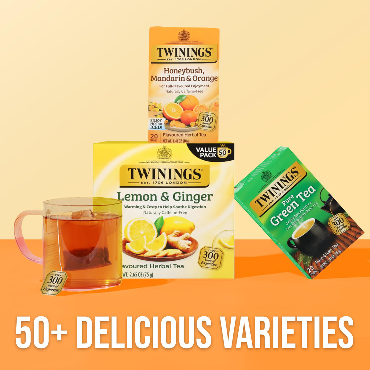 Individually sealed Twinings tea bags preserve freshness and flavor.