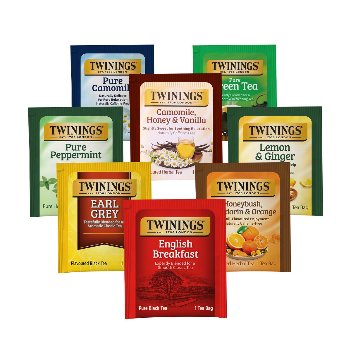 Twinings Honeybush Mandarin & Orange tea bags bright citrus notes.