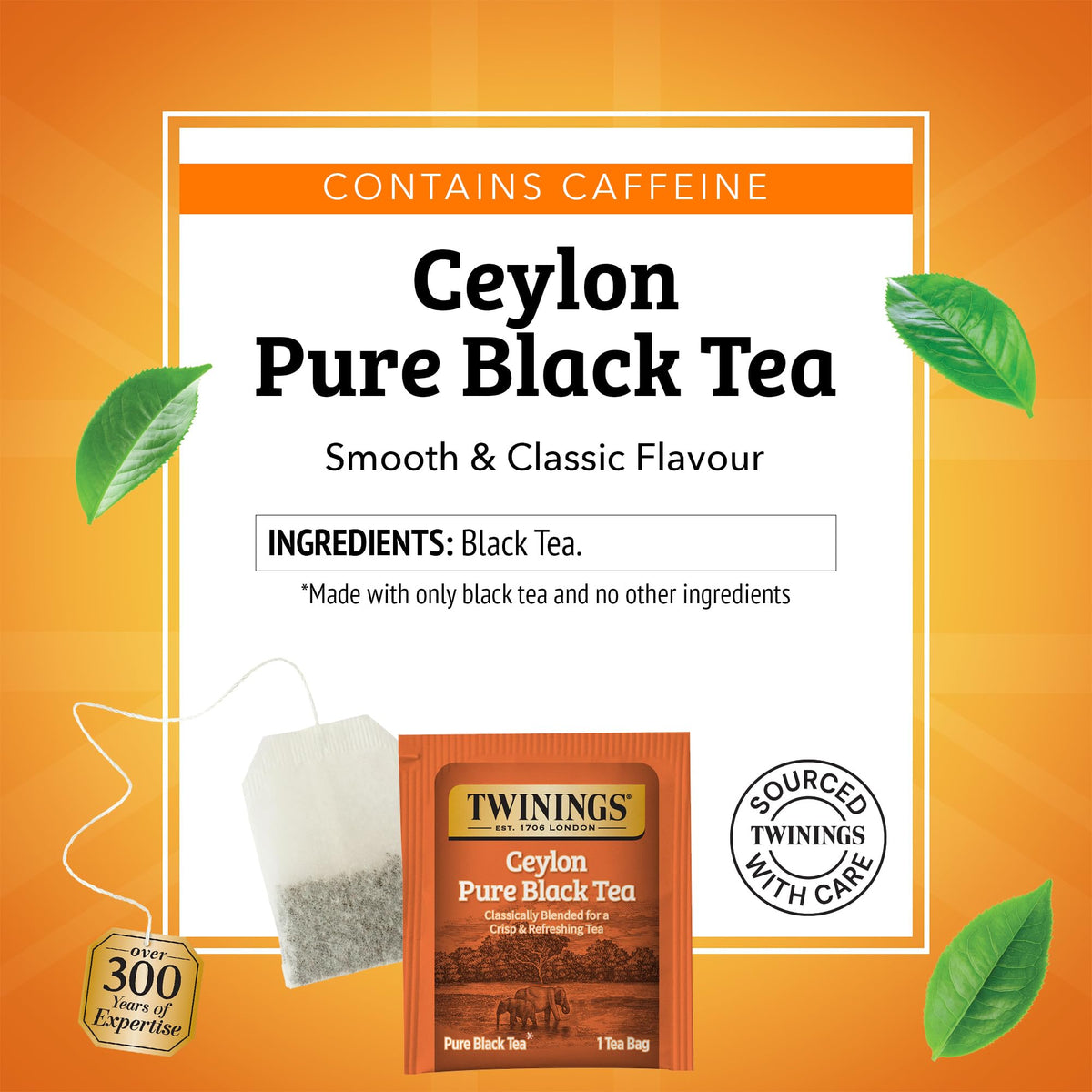 Tall glass of iced Twinings Ceylon Black Tea served for a refreshing cold option.