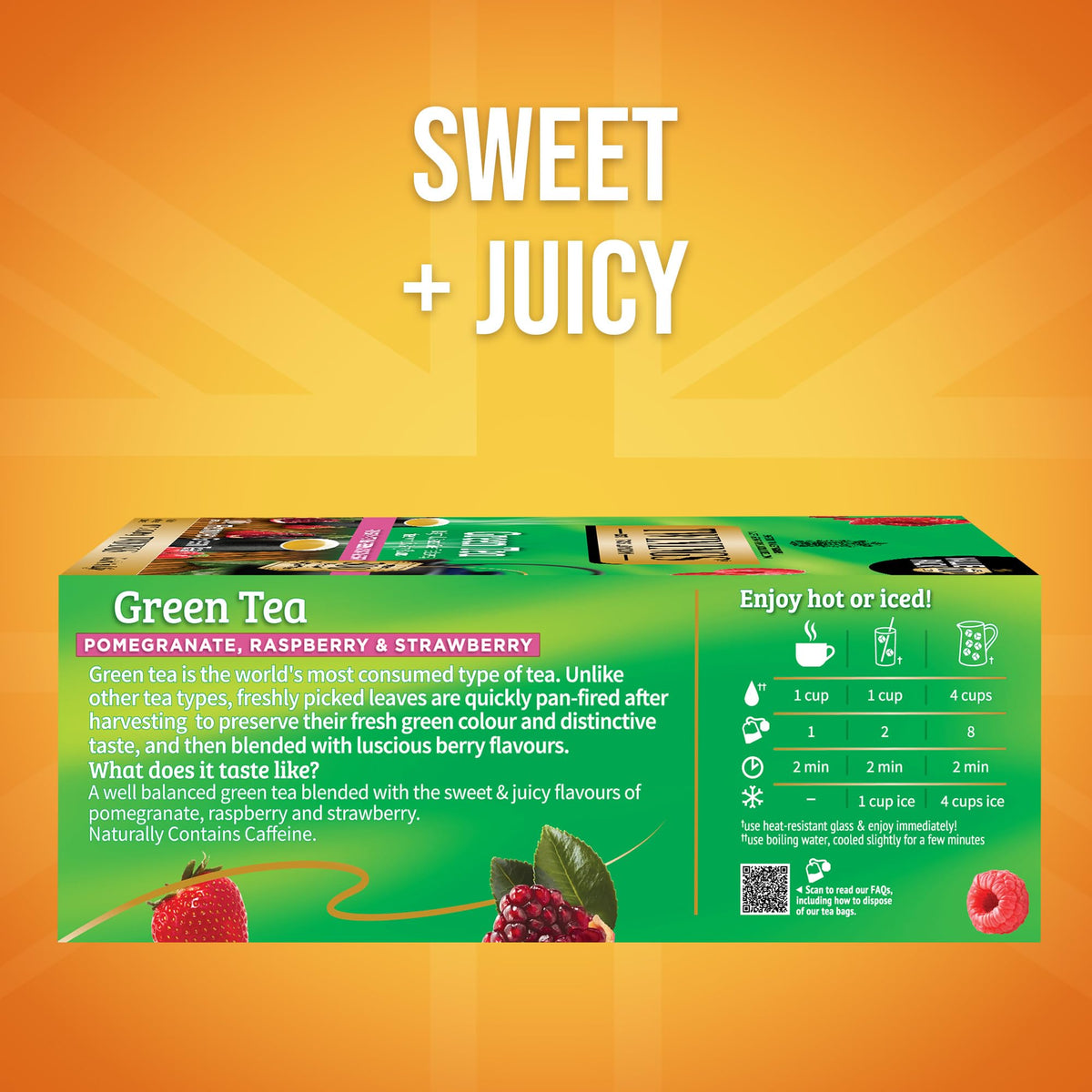 Twinings individually sealed tea bags keep flavor fresh for on-the-go brewing.
