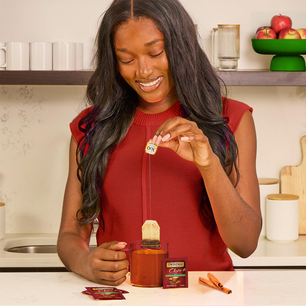 Individually wrapped Twinings tea bags preserve freshness and convenience