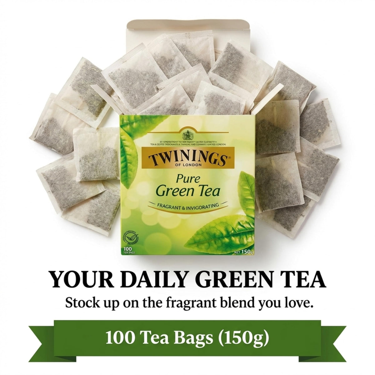 Infuser-ready Twinings green tea bag for quick preparation