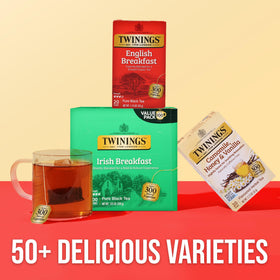 Twinings Irish Breakfast amber brew close-up demonstrates depth and color.