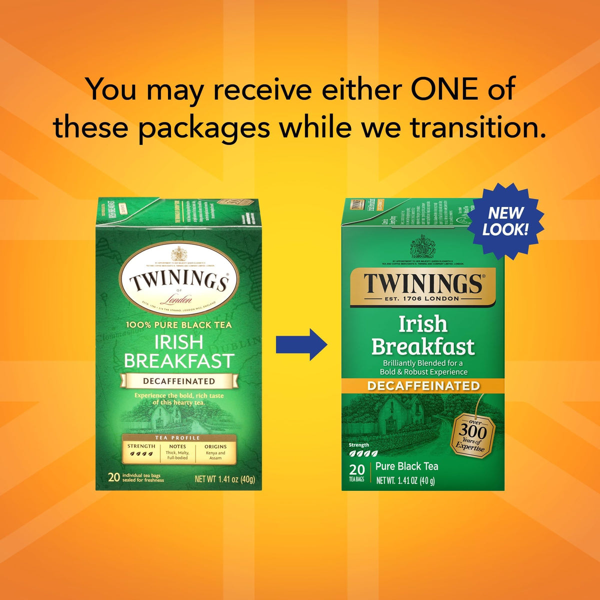 Twinings Irish Breakfast Decaf tea bag steeping for bold aroma