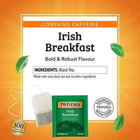Twinings Irish Breakfast tea amber color signals robust flavor for steeping.