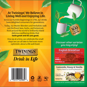 Twinings Irish Breakfast tea bags in purse suggest portable, anytime caffeine.