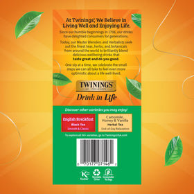Twinings Irish Breakfast six-pack box provides convenient value.