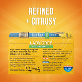 Lady Grey decaf with orange and lemon peels for a refreshing citrus aroma.