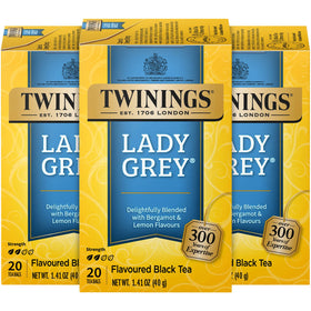 Twinings Lady Grey tea bags pack for convenient single-serve brewing.
