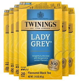 Twinings Lady Grey tea boxes six-pack display for easy pantry storage
