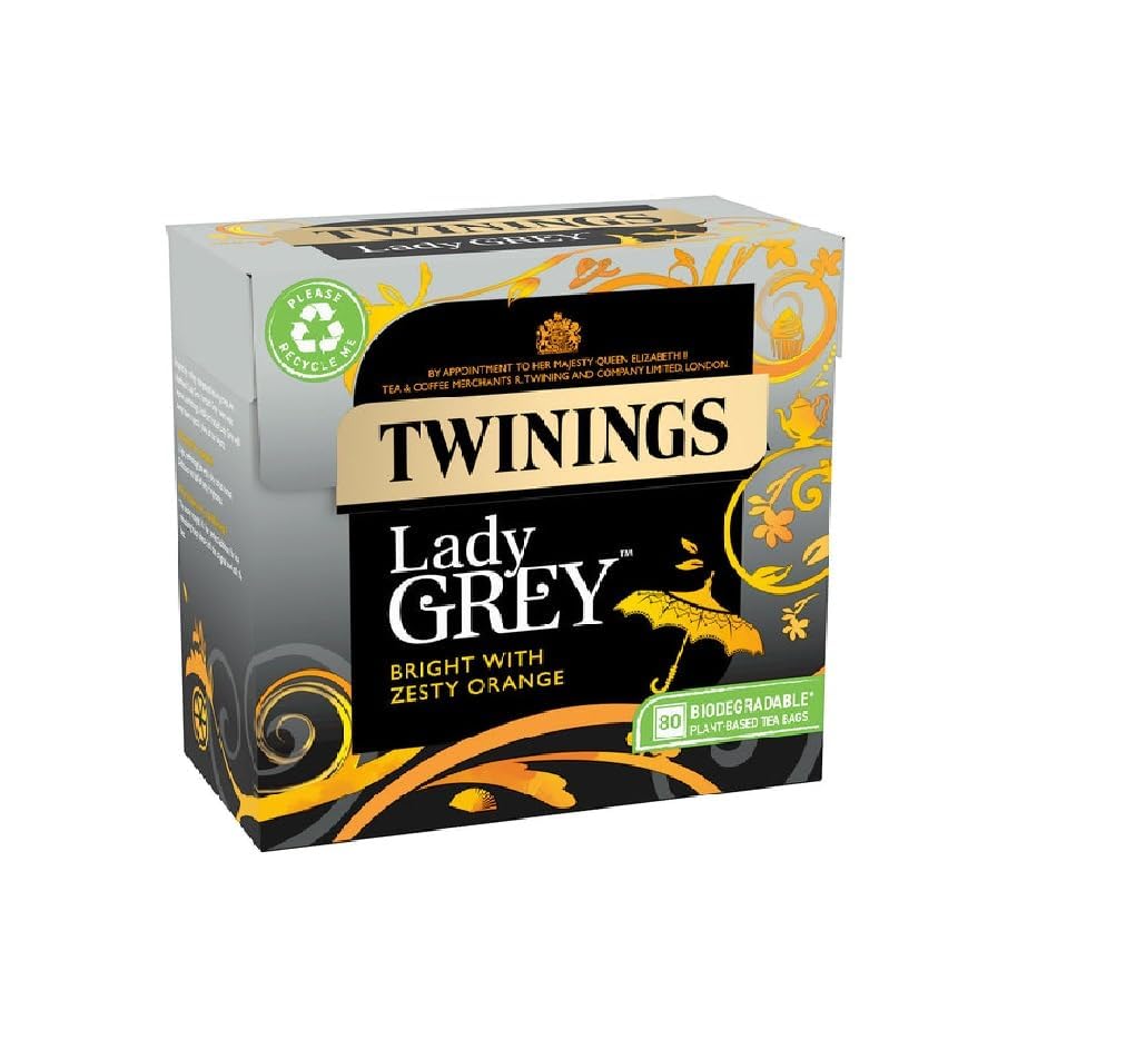 Twinings Lady Grey Zesty close-up reveals citrus notes and premium leaves.