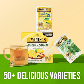 Twinings probiotic label on packaging showing 250M CFUs per cup